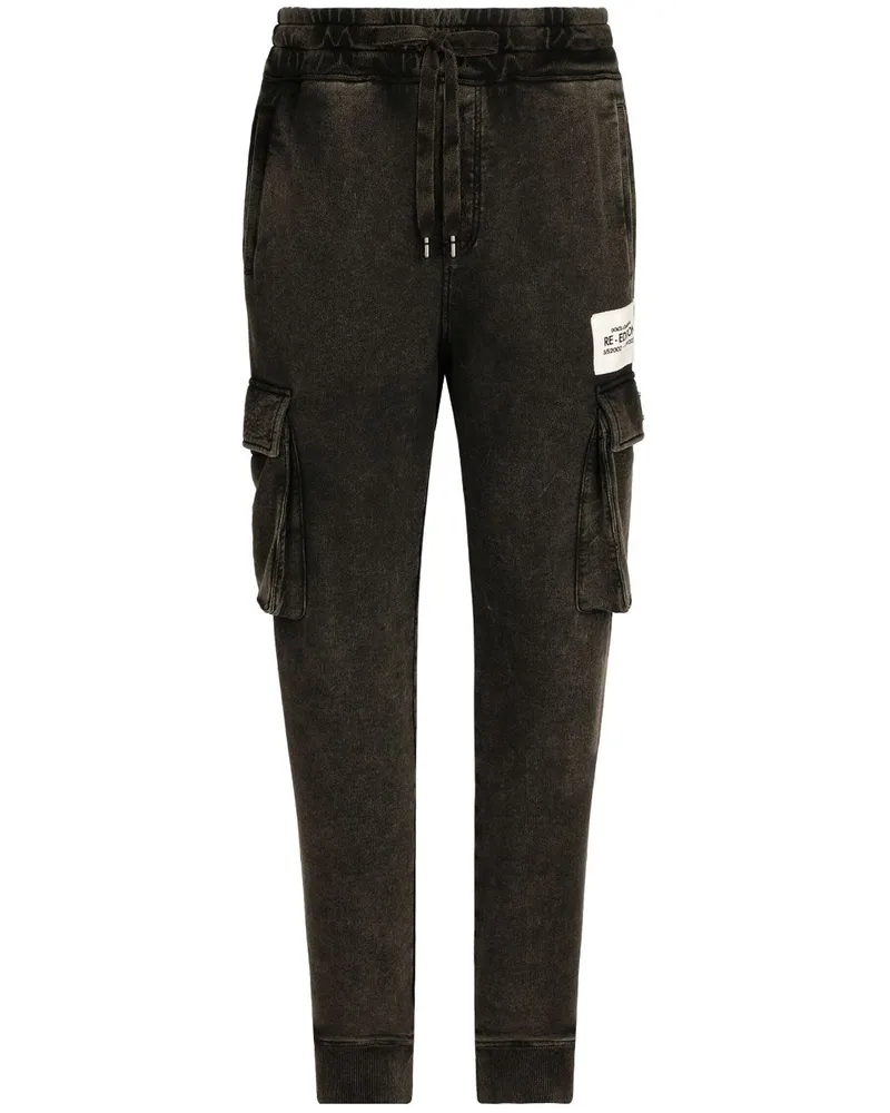 Dolce & Gabbana Tapered-Cargohose mit Logo-Patch - Schwarz Schwarz