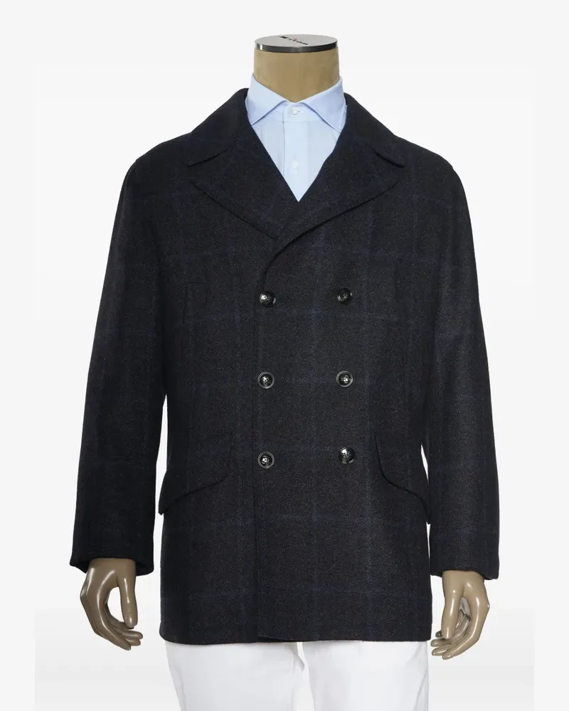 Kiton Doppelreihige Jacke mit Windowpane-Karo - Schwarz Schwarz