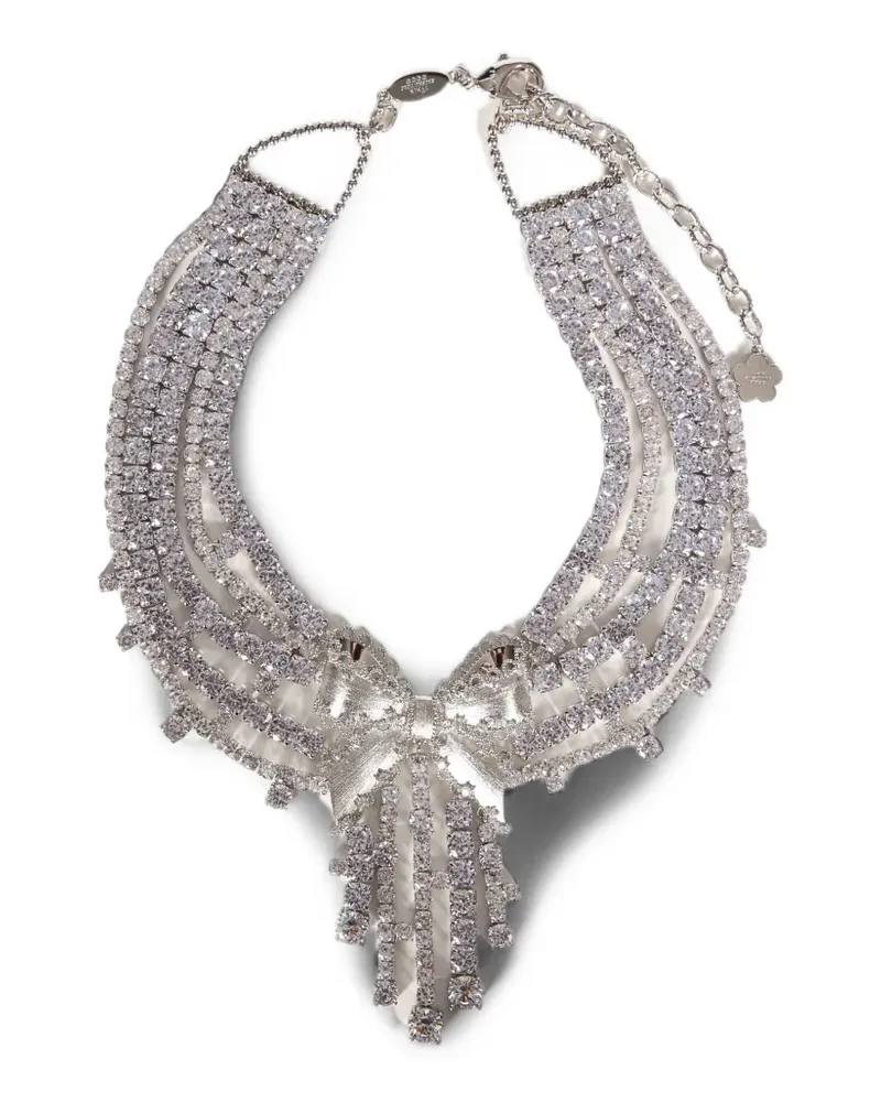 SHUSHU/TONG crystal-embellished bow necklace - Silber Silber