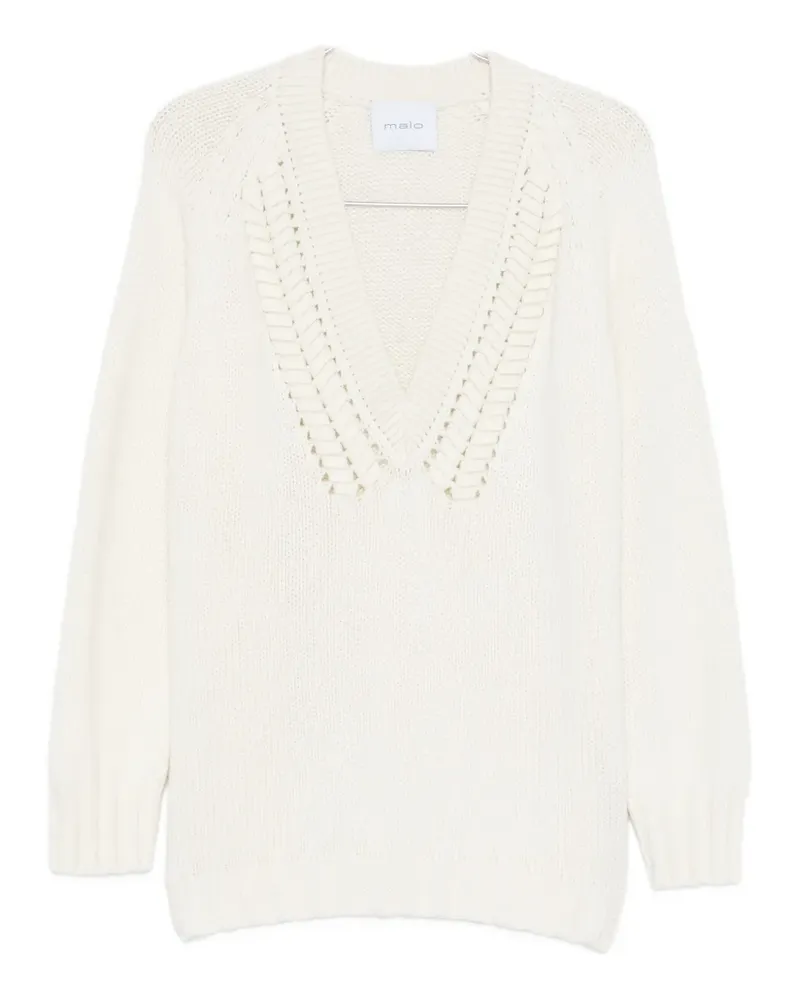 Malo Kaschmirpullover mit V-Ausschnitt - Weiß Weiß