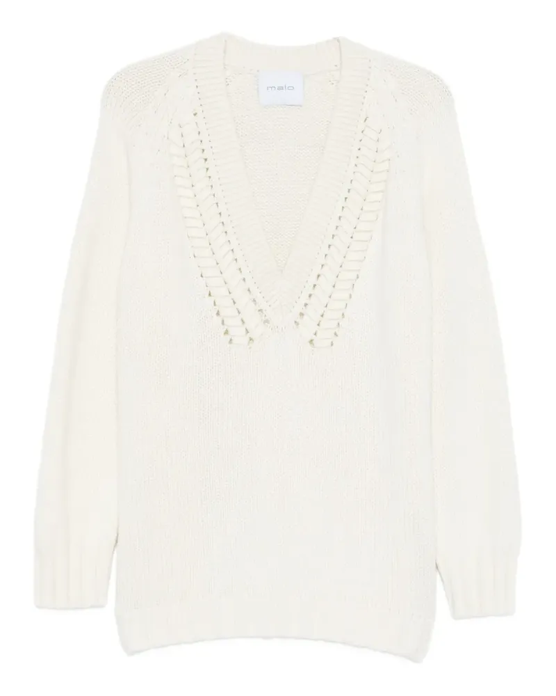 Malo Kaschmirpullover mit V-Ausschnitt - Weiß Weiß