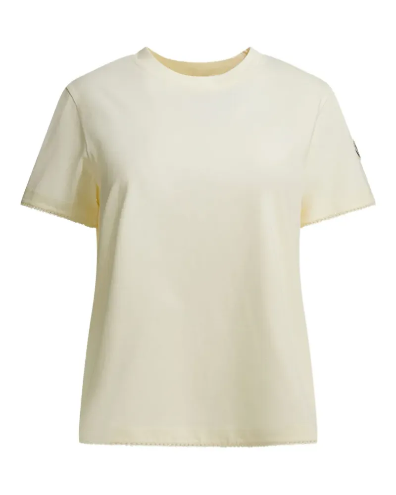 Moncler logo-patch scalloped-trim T-shirt - Nude Nude