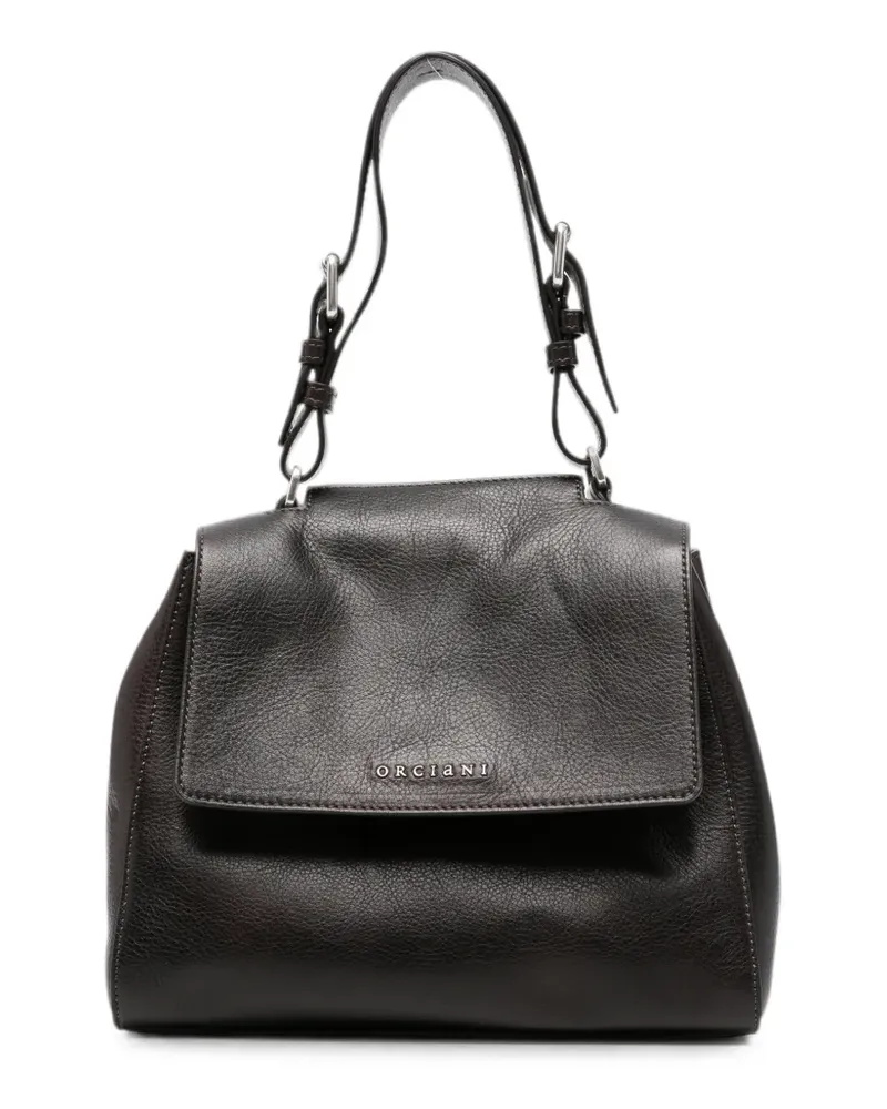 Orciani Sveva foldover-top grained-leather tote bag - Braun Braun