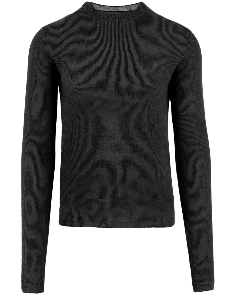 Ferragamo Gerippter Strickpullover aus Leinen - Schwarz Schwarz
