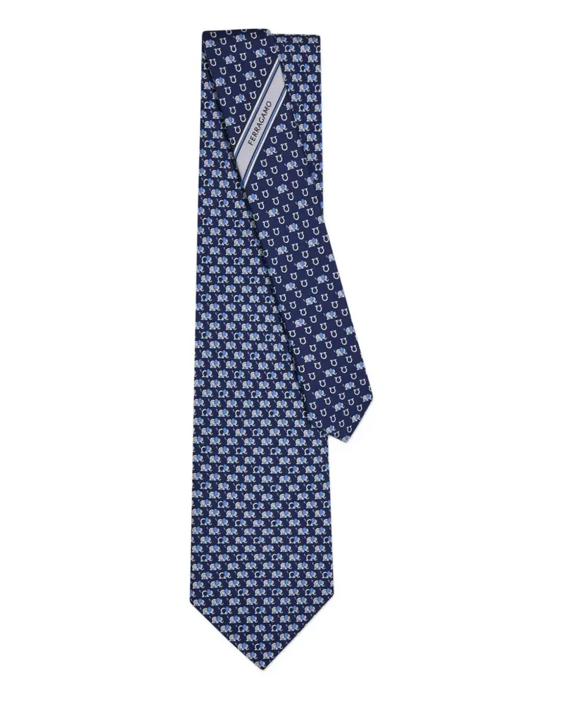 Ferragamo elephant-pattern tie - Blau Blau