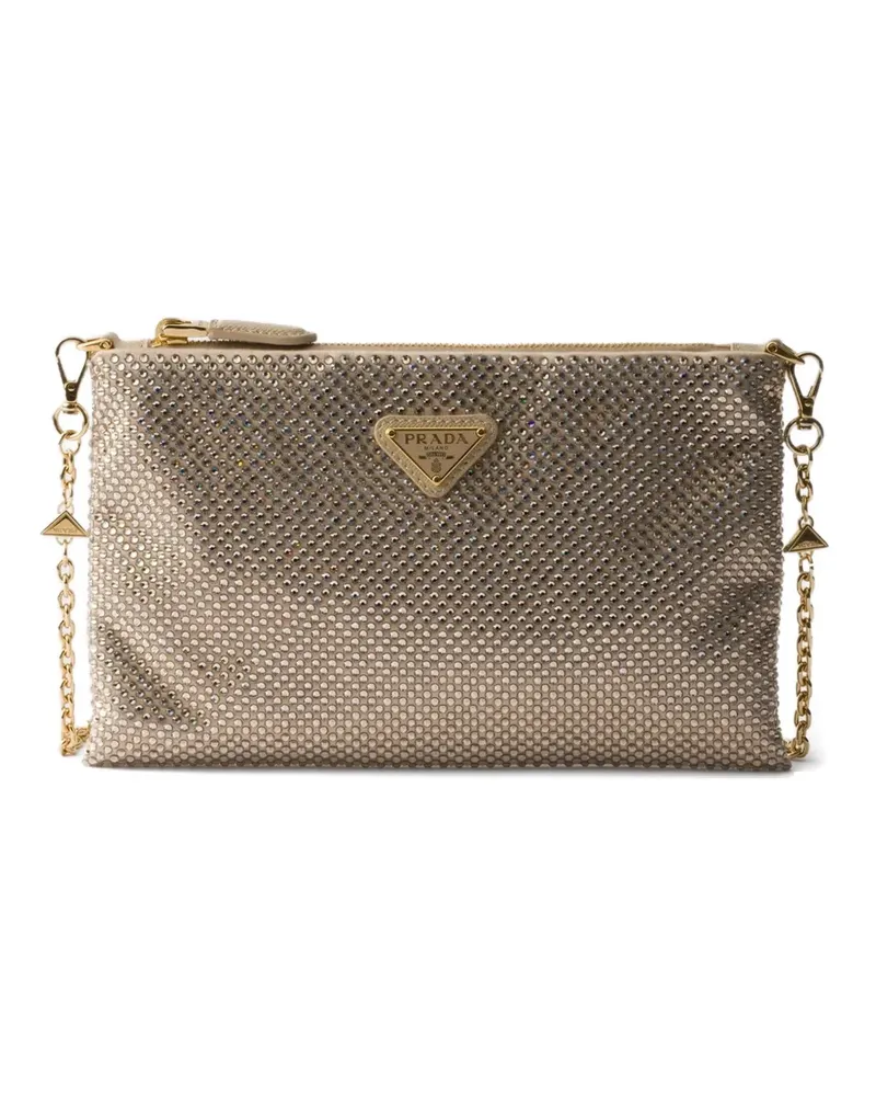 Prada Mini Clutch mit Kristallnieten - Nude Nude