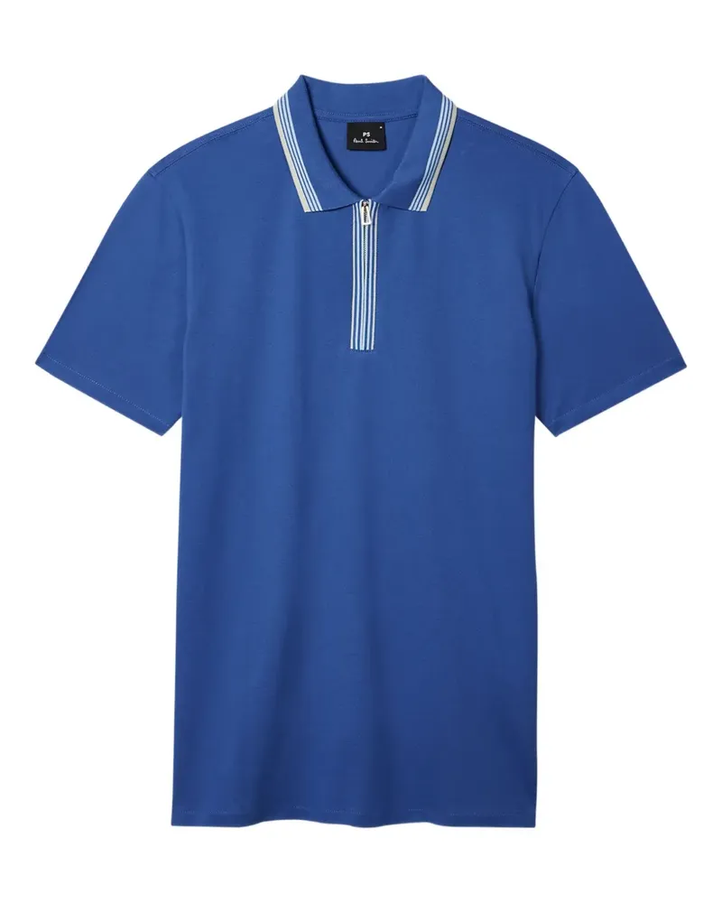 Paul Smith Gestreiftes Poloshirt mit Reißverschluss - Blau Blau