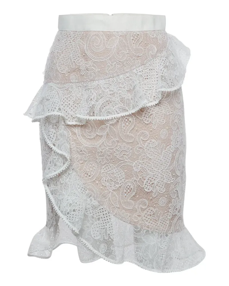 Self-Portrait floral-lace midi skirt - Weiß Weiß