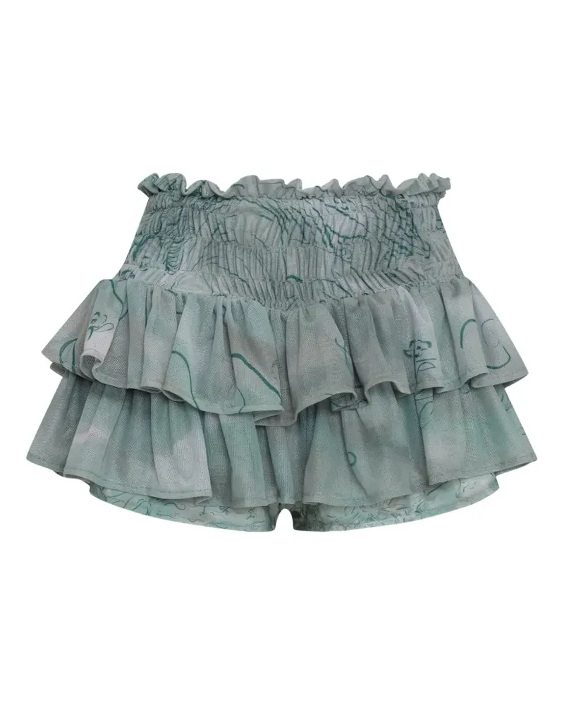 Amir Slama x Jade Picon ruffled floral-print shorts - Blau Blau