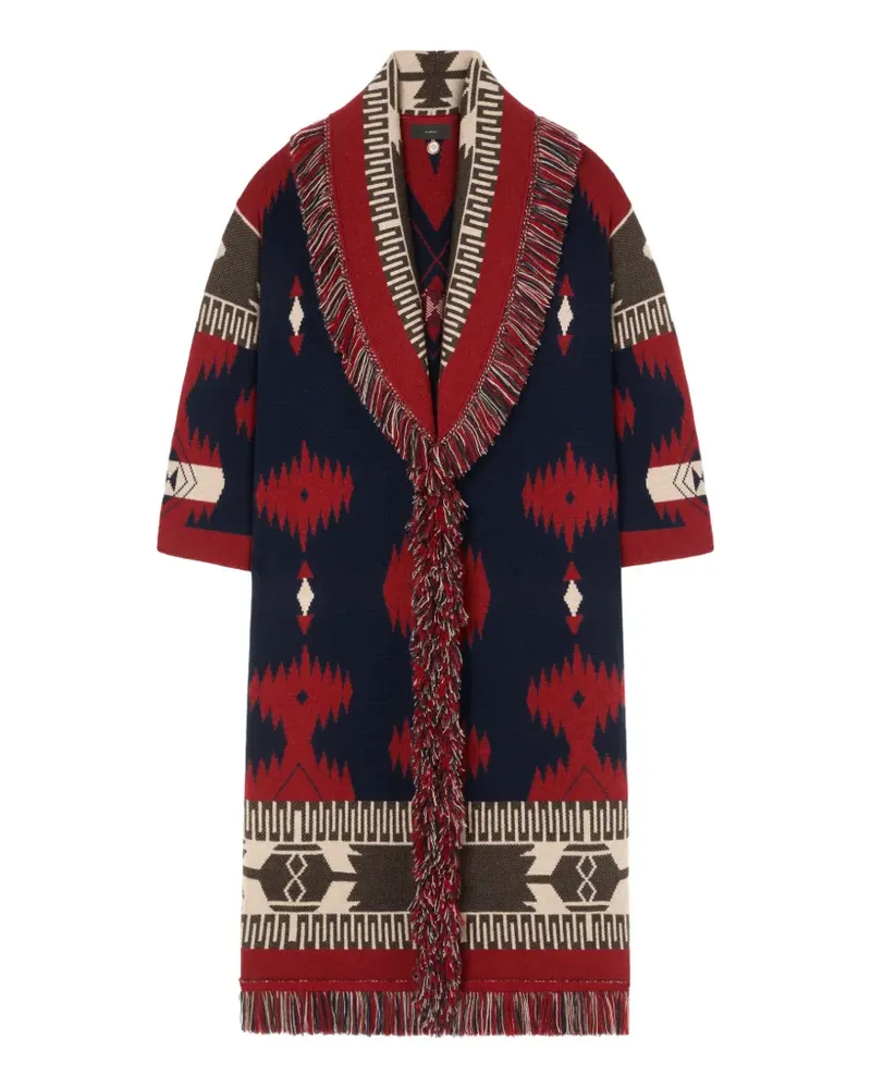 Alanui Icon jacquard fringed coat - Blau Blau