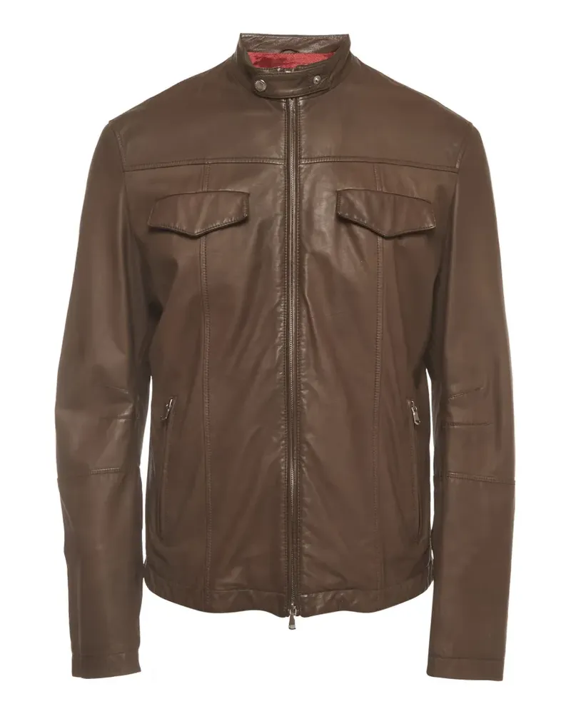 Brunello Cucinelli Bikerjacke mit Reißverschluss - Braun Braun