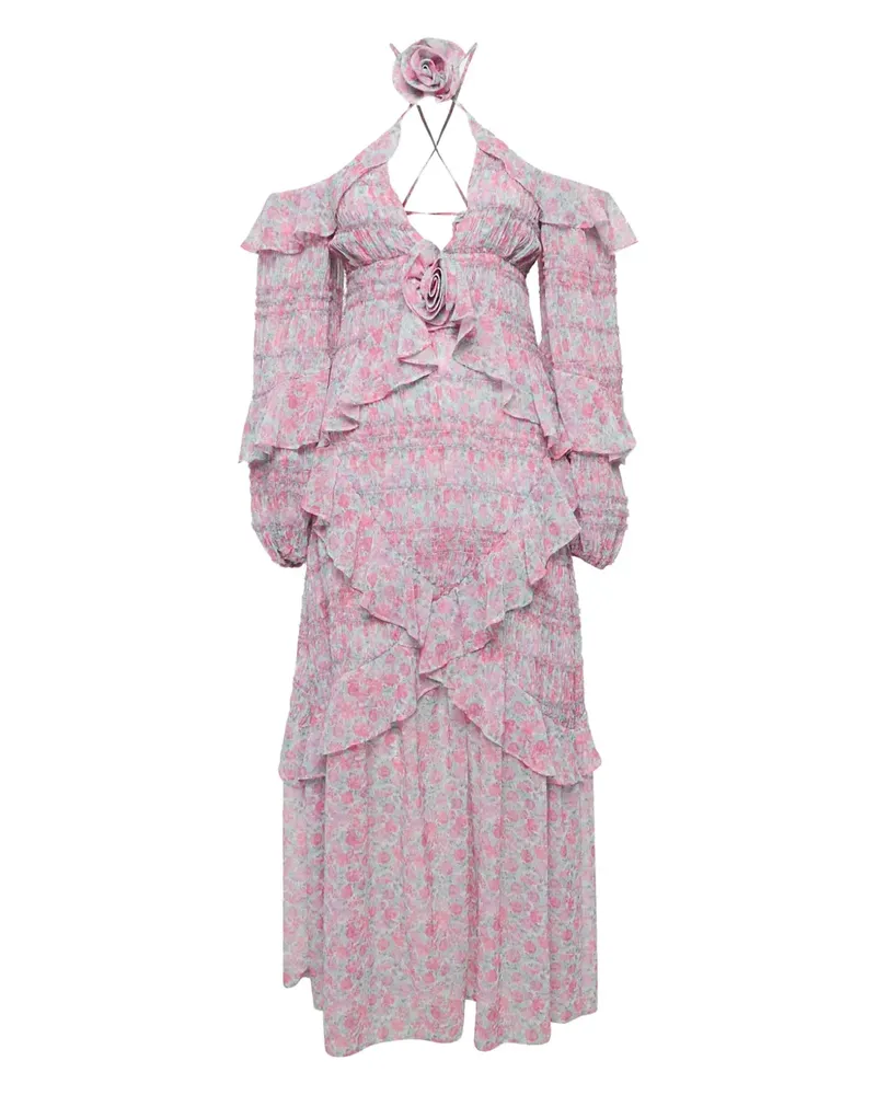 For Love and Lemons Gerüschtes Kleid mit Blumen-Print - Rosa Rosa