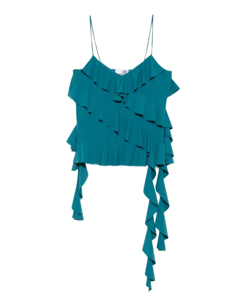 Moschino ruffled spaghetti-strap top - Blau Blau
