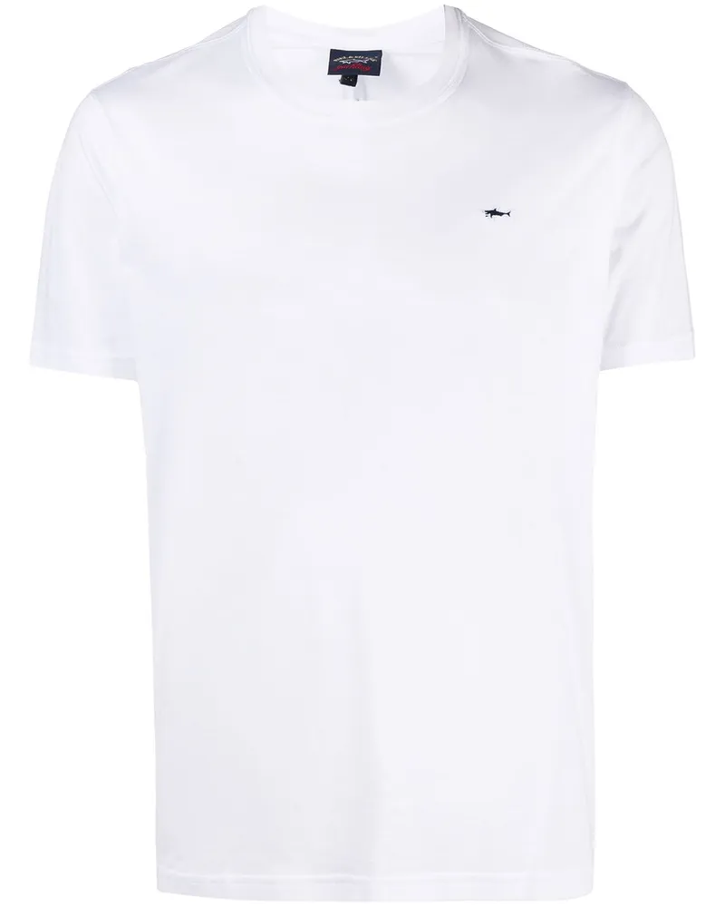 Paul & Shark T-Shirt mit Haimotiv - Weiß Weiß