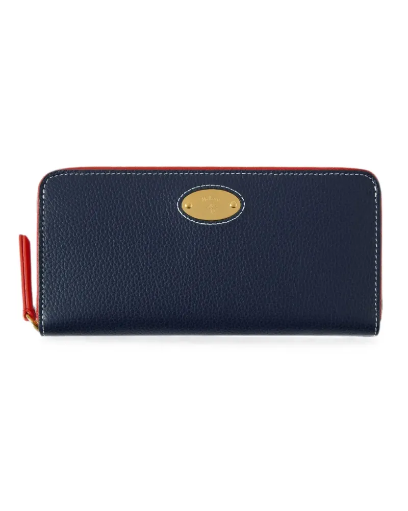 Mulberry logo-plaque grained-leather purse - Blau Blau