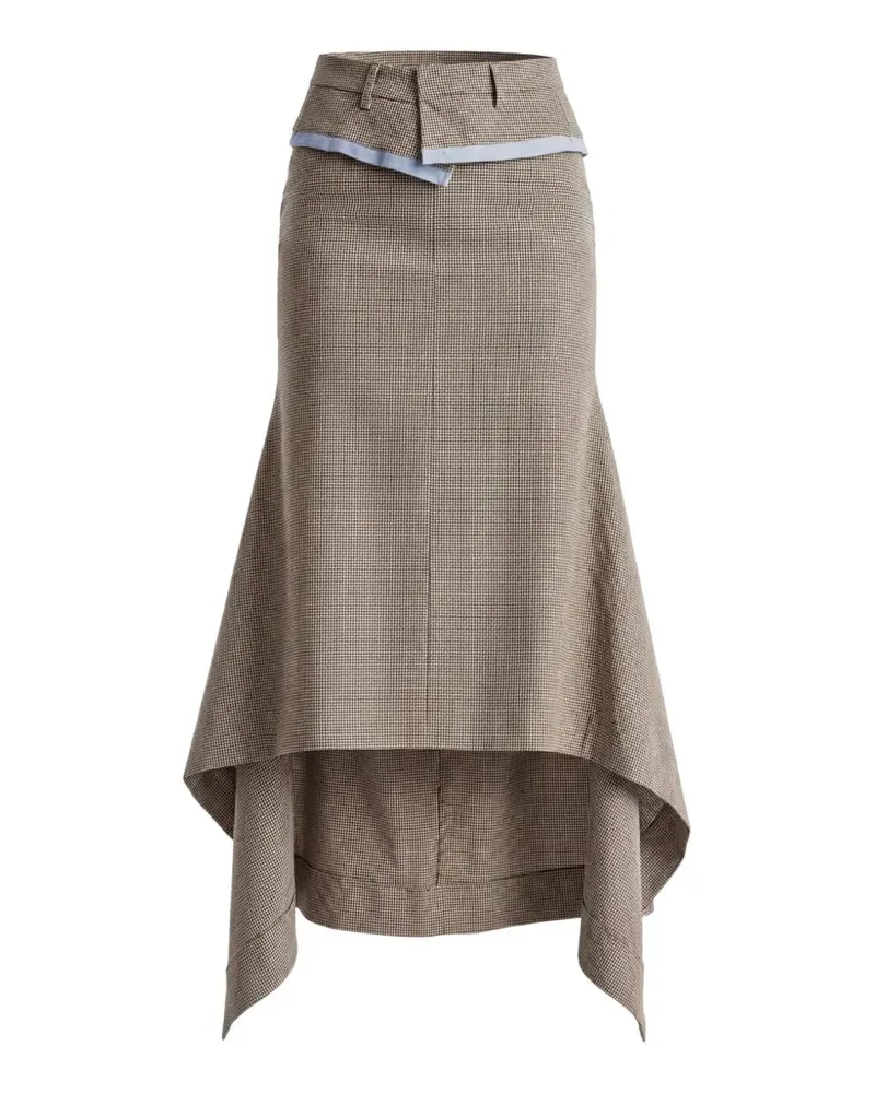 Monse deconstructed-waistband houndstooth midi skirt - Braun Braun