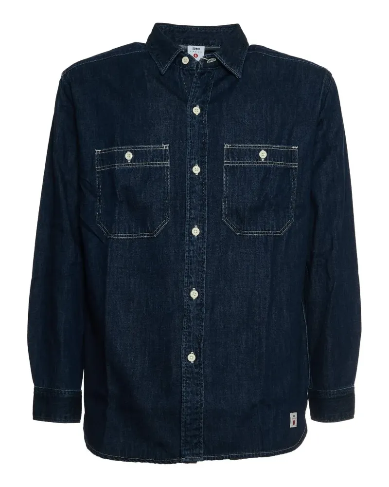 Edwin Jeans Hemd mit Knöpfen - Blau Blau