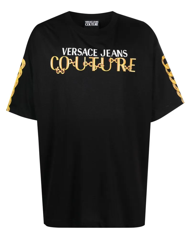 Versace Jeans T-Shirt mit Ketten-Print - Schwarz Schwarz