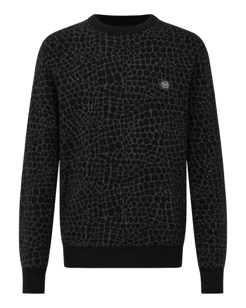 Philipp Plein wool cashmere round-neck pullover Cocco - Schwarz Schwarz