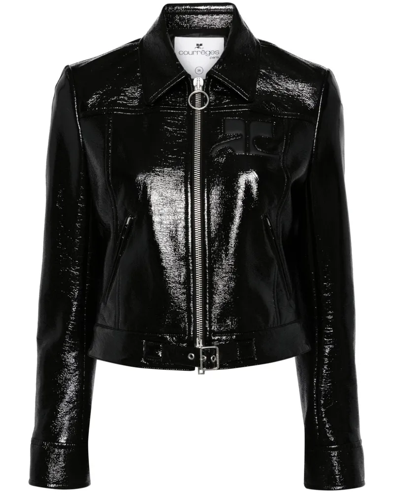 Courrèges Iconic zipped vinyl jacket - Schwarz Schwarz