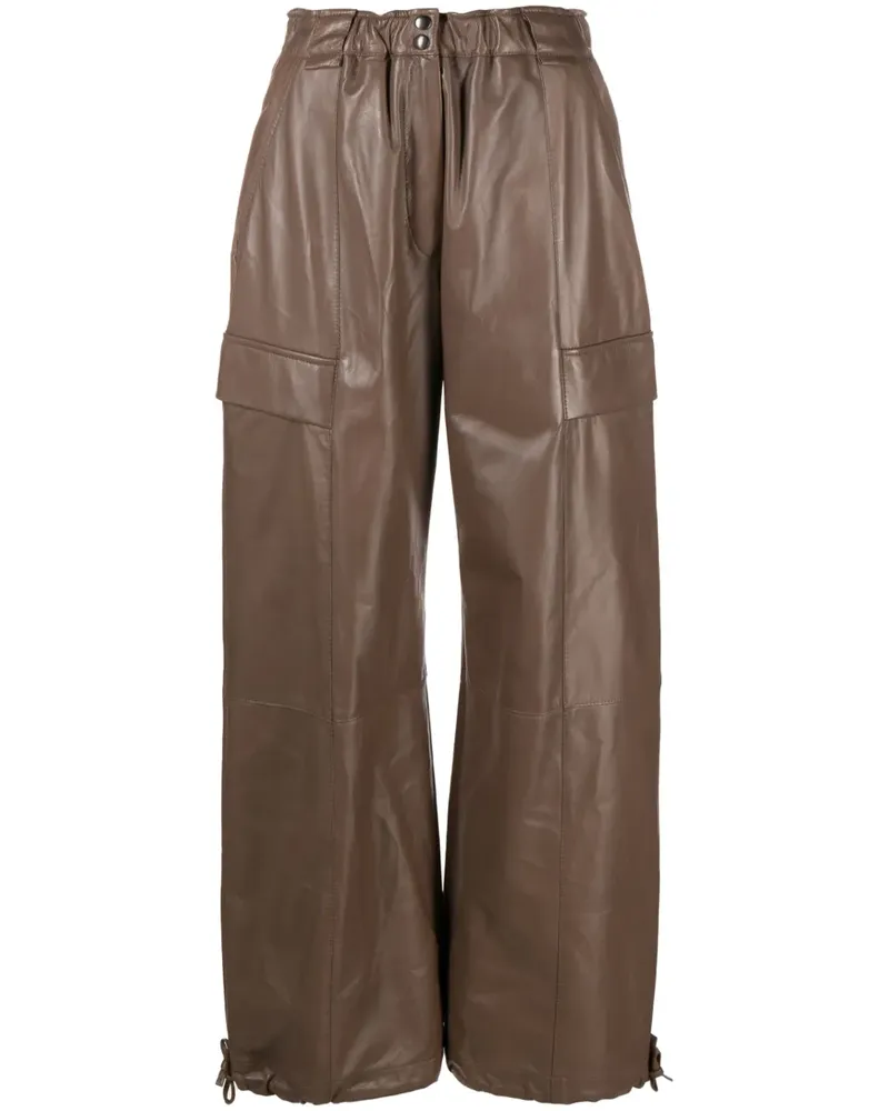 Brunello Cucinelli Wide-Leg-Hose aus Leder - Braun Braun