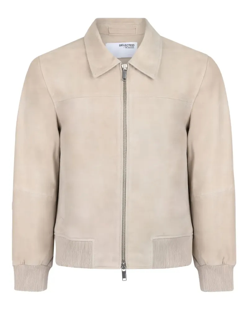 Selected Bomberjacke aus Wildleder - Nude Nude