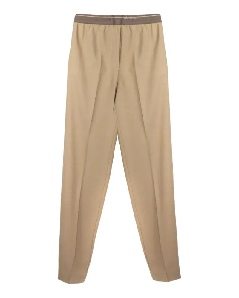 Semicouture elasticated-waistband crease trousers - Nude Nude