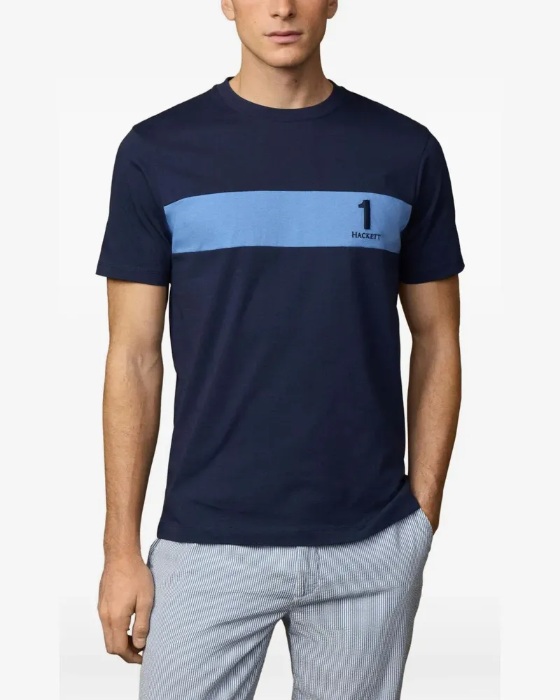 Hackett T-Shirt in Colour-Block-Optik - Blau Blau