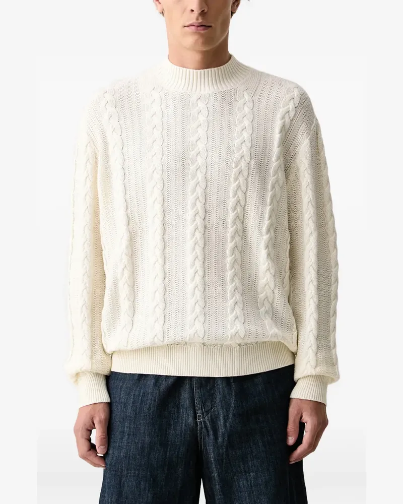 Armani Exchange cable-knit mock-neck sweater - Nude Nude
