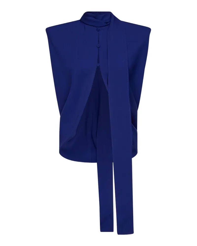Thierry Mugler Asymmetrisches Oberteil mit Schaldetail - Blau Blau