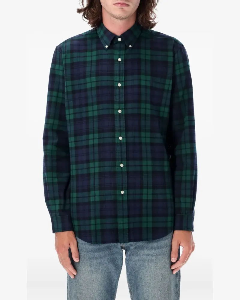 Ralph Lauren Gebürstetes Classic Fit Oxford-Hemd mit Karo - Blau Blau
