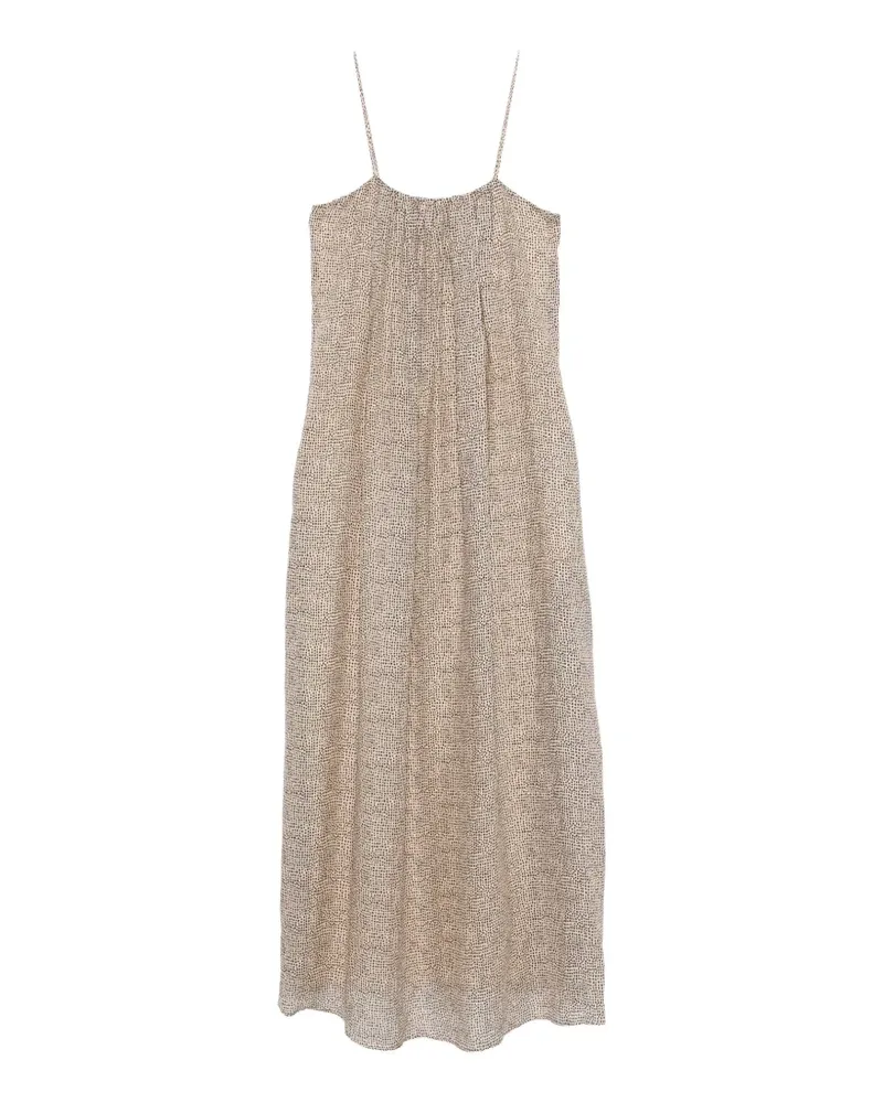 ALYSI Gepunktetes Ramie-Midikleid - Nude Nude