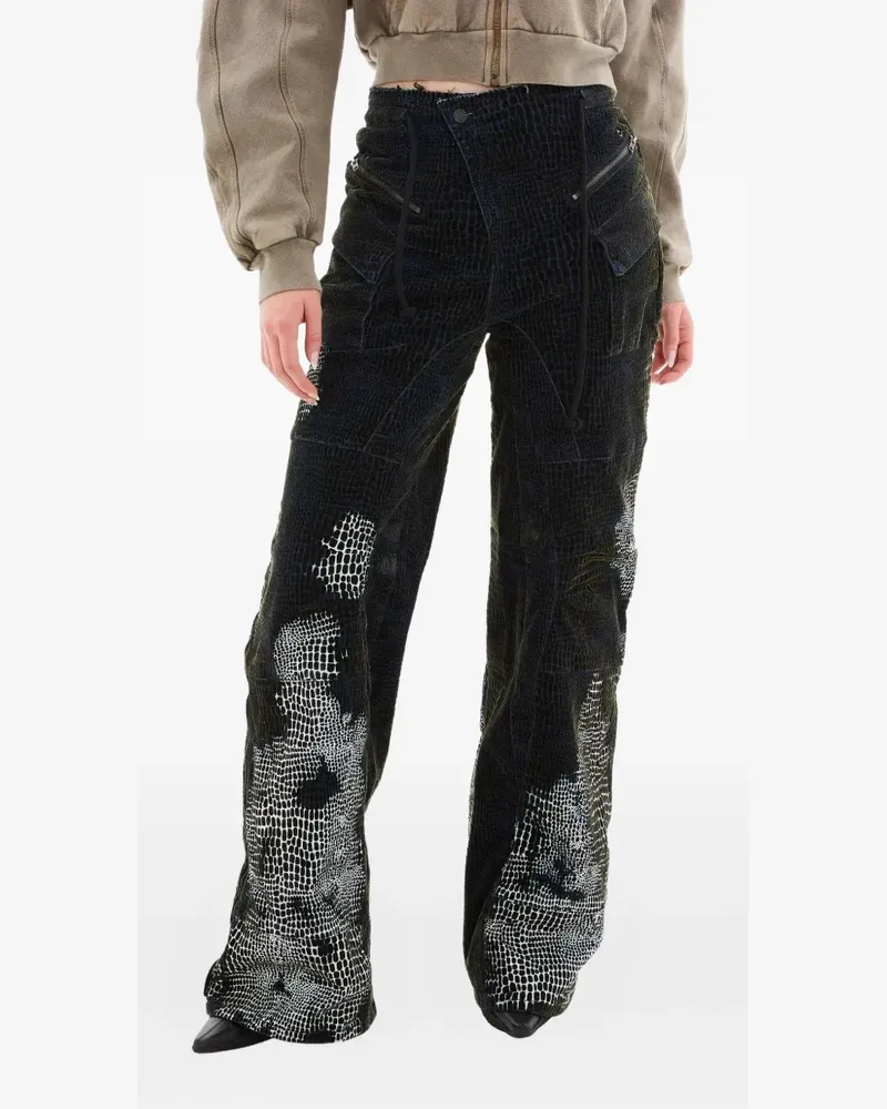 OTTOLINGER Wide-Leg-Jeans mit Schlangen-Effekt - Schwarz Schwarz
