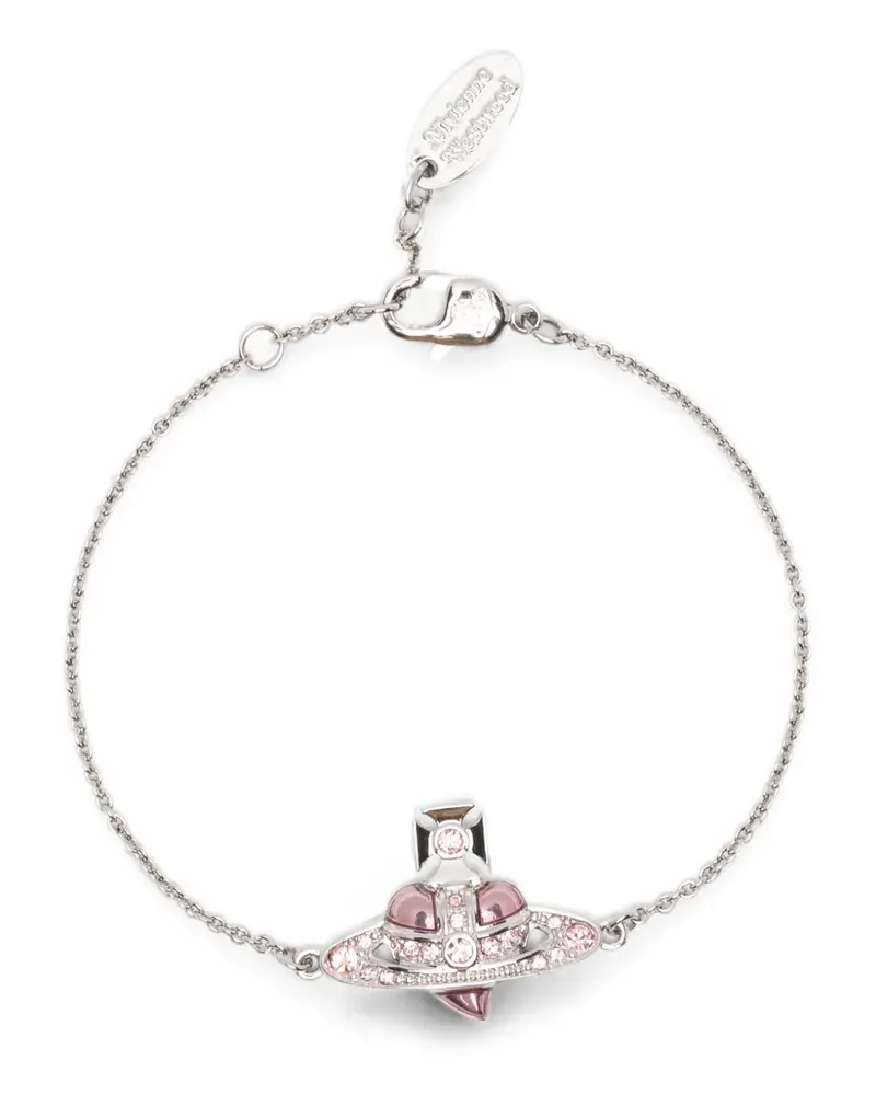 Vivienne Westwood New Diamante Heart Orb-plaque bracelet - Silber Silber