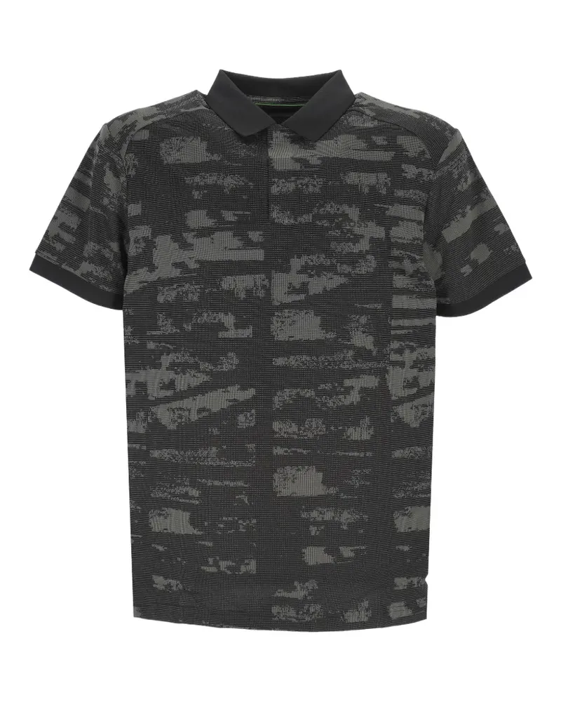HUGO BOSS abstract-print polo shirt - Schwarz Schwarz