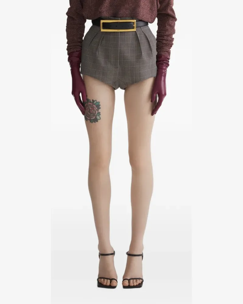 Thierry Mugler Karierte Shorts mit Falten - Grau Grau