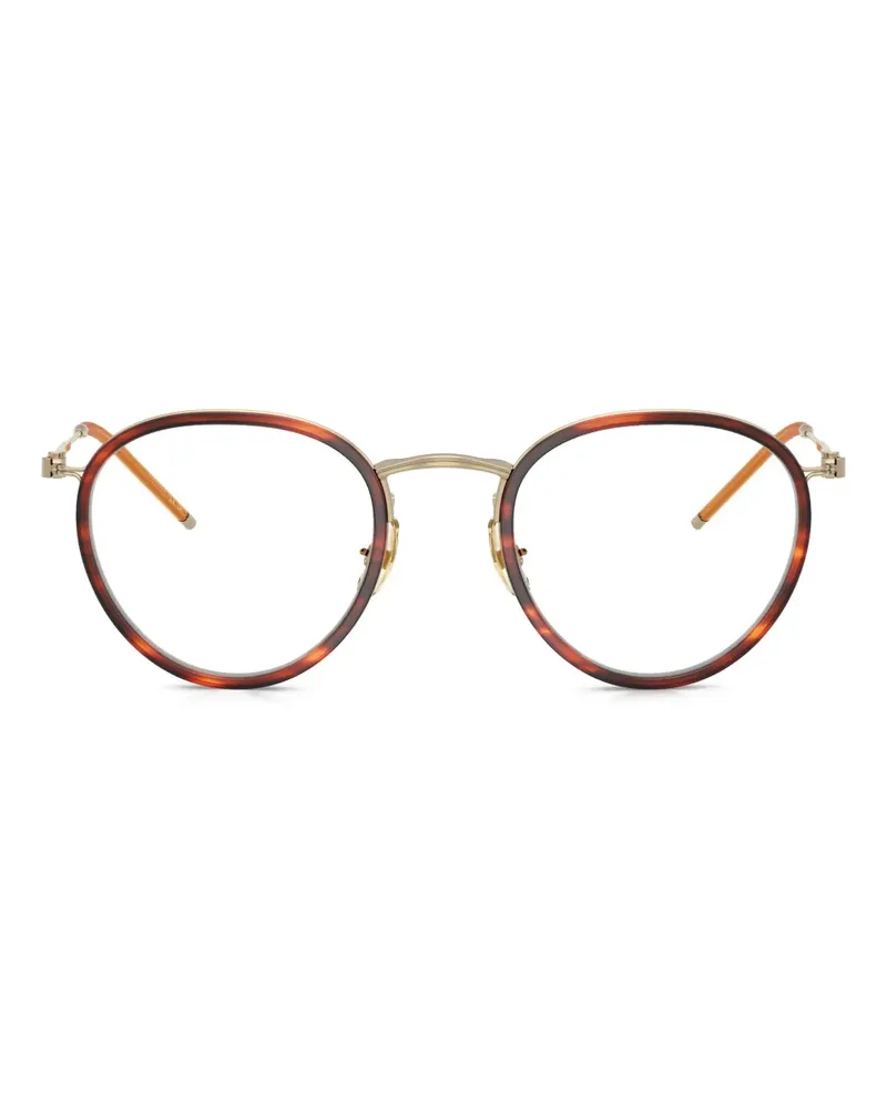 Oliver Peoples Brille aus Titan mit rundem Gestell - Braun Braun