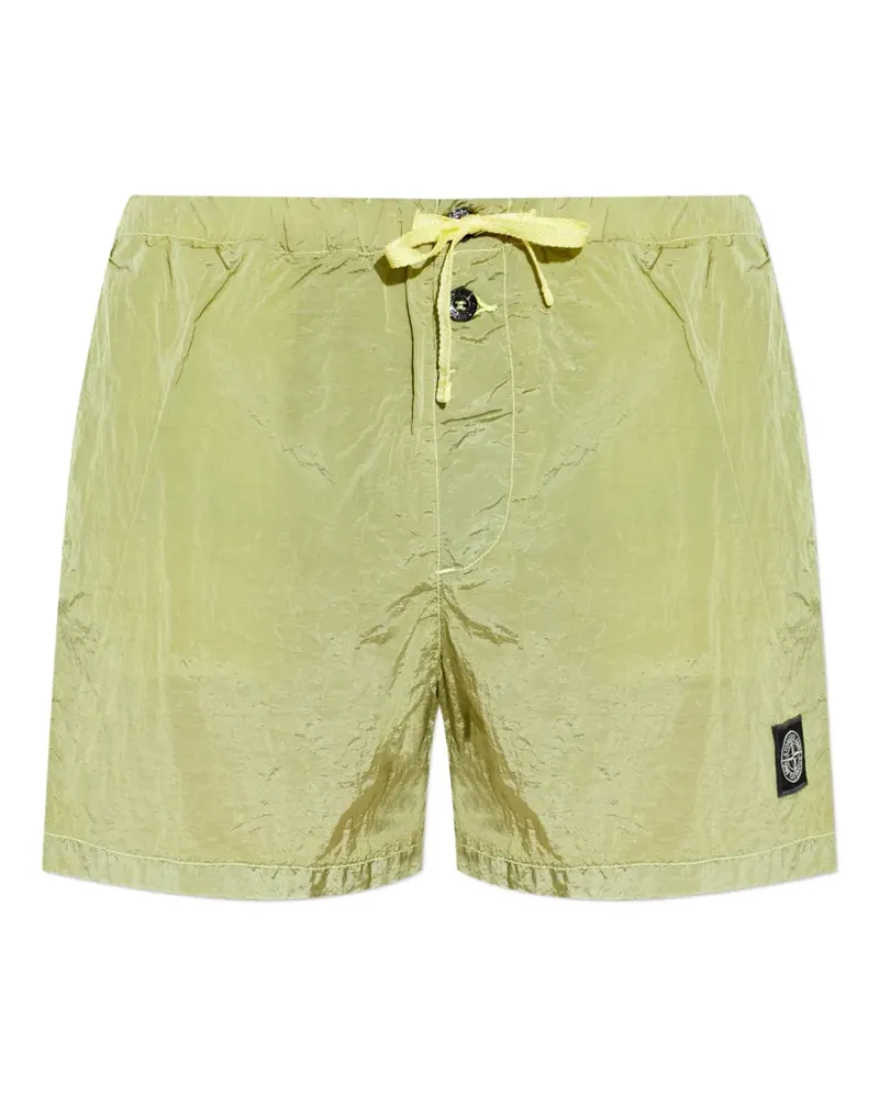 Stone Island drawstring logo-patch swim shorts - Grün Grün