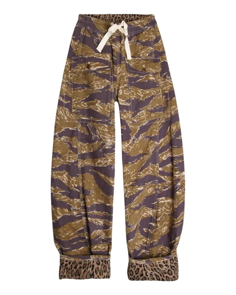 R13 reversible leopard-stripe trousers - Grün Grün