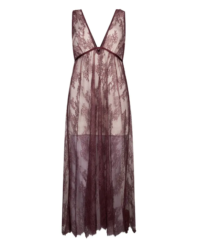 Liu Jo Chantilly lace V-neck midi dress - Braun Braun