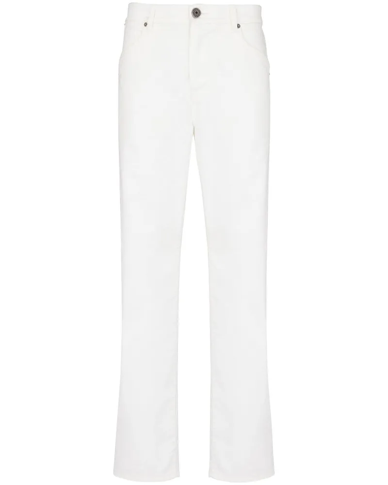 Balmain Straight-Leg-Jeans mit Logo-Stickerei - Weiß Weiß