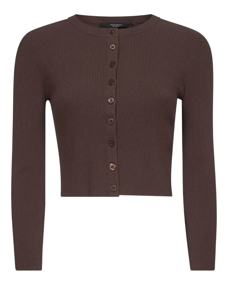 Max Mara Gerippter Cardigan mit Knopfverschluss - Braun Braun