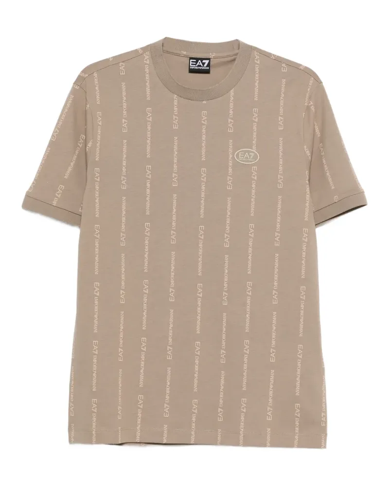 EA7 T-Shirt mit Logo-Streifen - Nude Nude