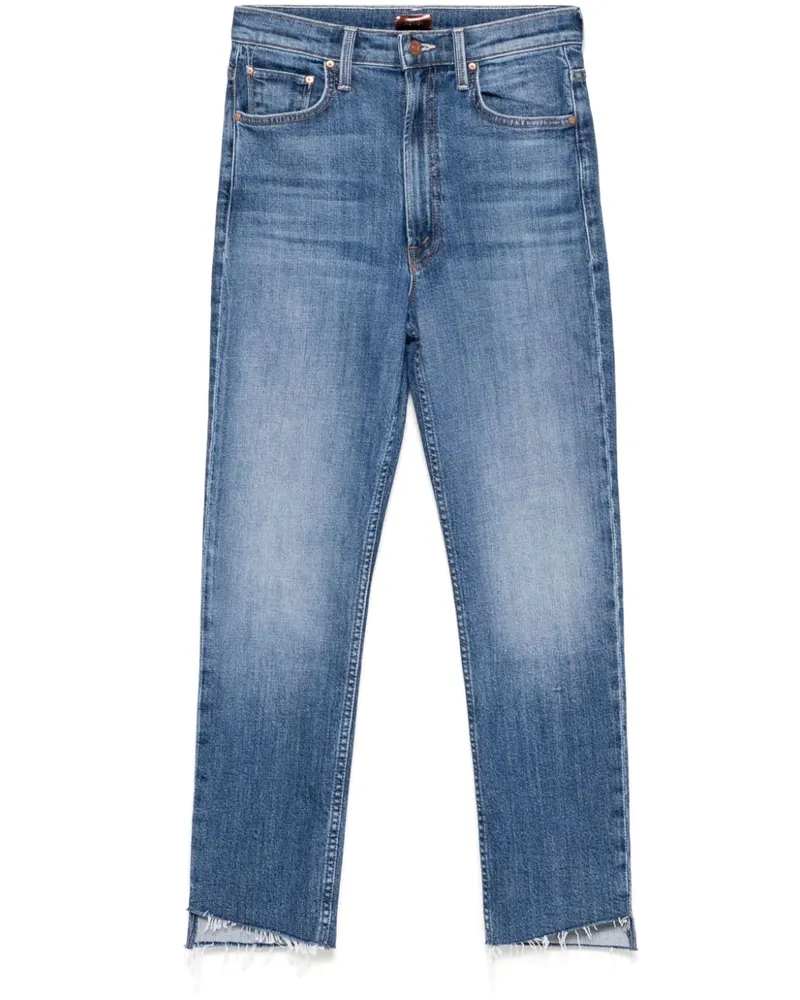 Mother Rider Ankle Step Fray High-Waist-Jeans - Blau Blau