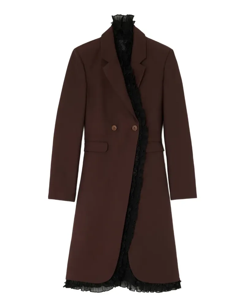 Ganni Langer Blazer aus brauner Wolle Braun