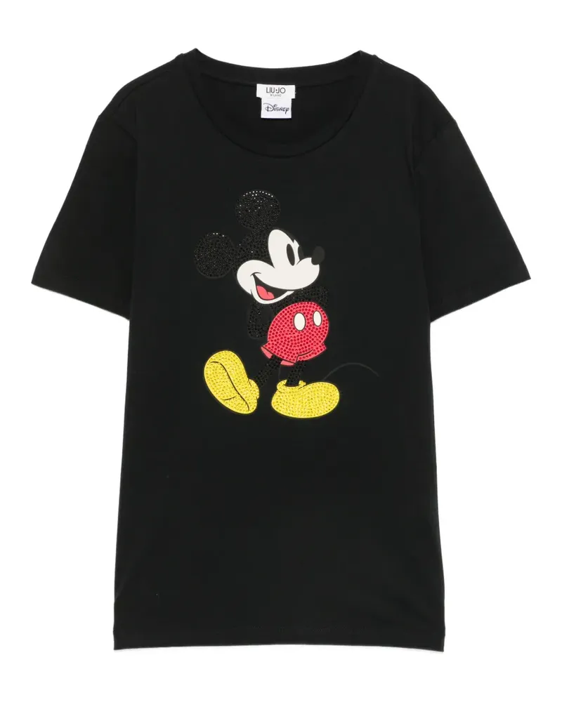 Liu Jo x Disney Mickey Mouse T-Shirt mit Strass - Schwarz Schwarz
