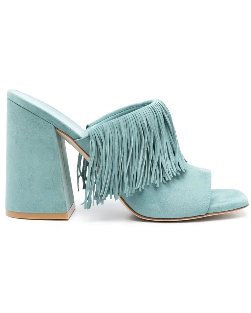 Stuart Weitzman Tia Fringe Mules 100mm - Blau Blau
