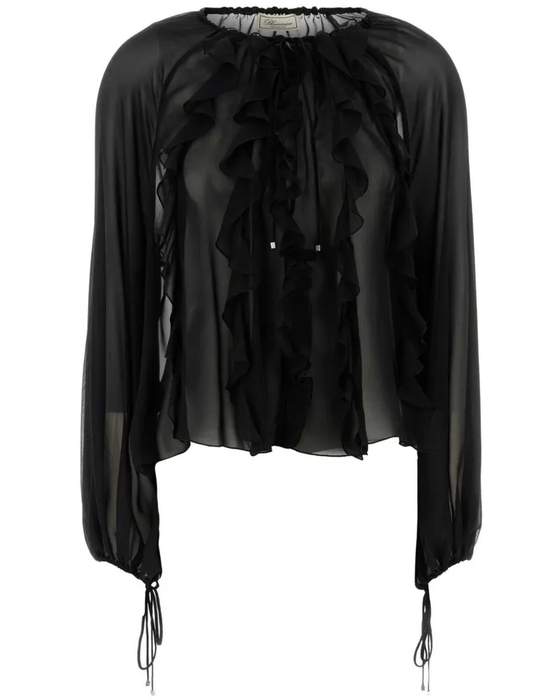 Blumarine Semi-transparente Bluse - Schwarz Schwarz
