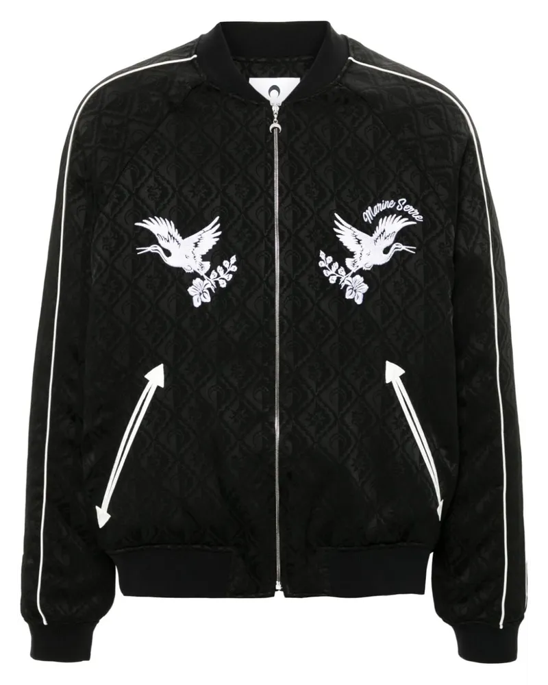 Marine Serre Bomberjacke aus Moon Diamant-Jacquard - Schwarz Schwarz