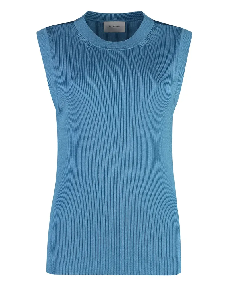ST. JOHN Geripptes Tanktop - Blau Blau